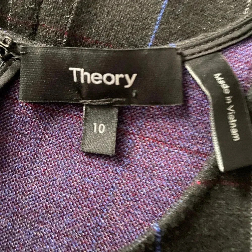 THEORY | Women’s Windowpane Stretch Knit Shift Dress Size 10 - Picture 8 of 9